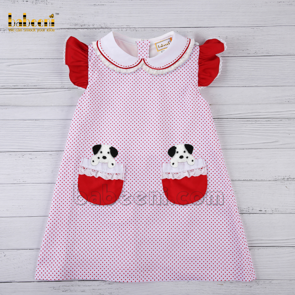 Lovely puppy crochet red dot dress - DR 3201